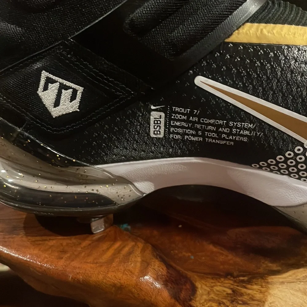 NEW Nike Force Zoom Trout 7 Baseball Cleats Black Gold White Size 12.5 - Picture 5 of 8